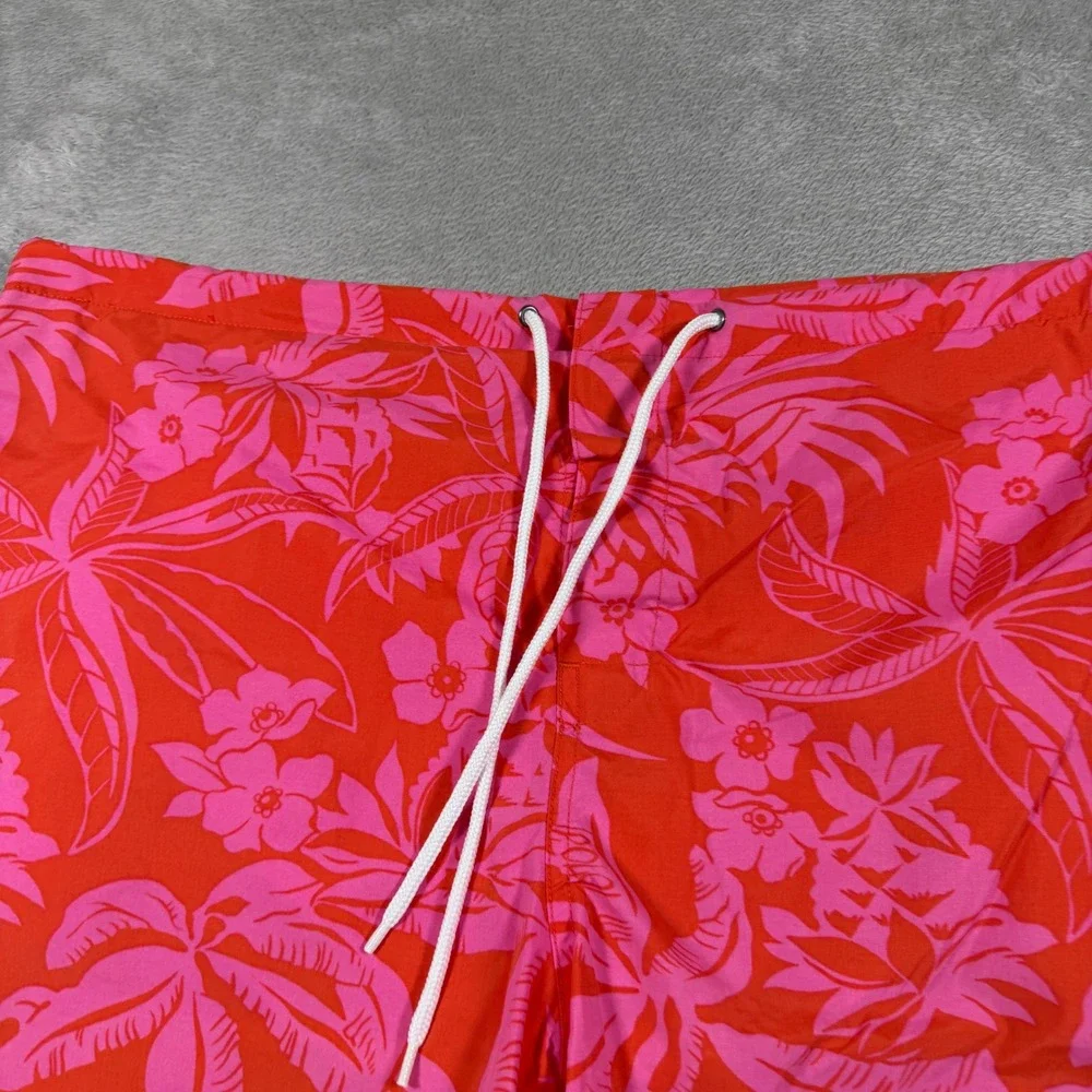 Polo Sport Ralph Lauren‎ Swim Trunks Men Large Orange Pink Floral Mesh Lined 9